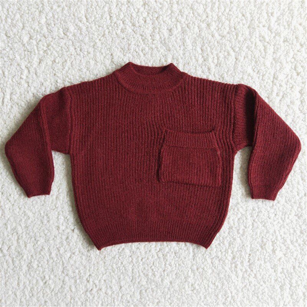 6 B13-38 girls winter  red pocket sweater