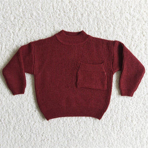 6 B13-38 girls winter  red pocket sweater