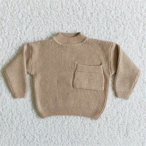 6 B13-40 girls winter yellow grey pocket sweater
