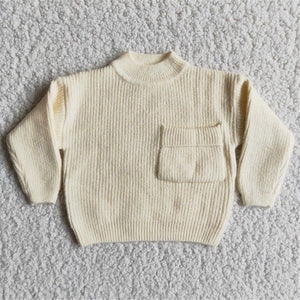 6 B13-39 girls winter yellow grey pocket sweater