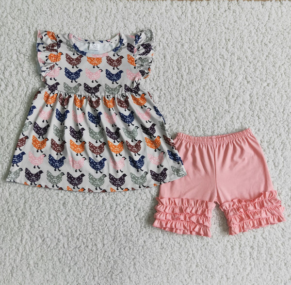 C5-11 baby girl clothes farm chicken summer flutter set-promotion 2024.2.44 $2.99