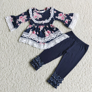 6 A24-17 girl winter navy flower lace set icing pants outfit-promotion 2023.11.4