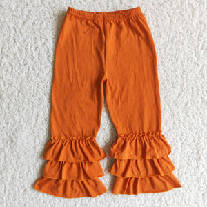girl orange ruffles winter pants