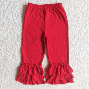 A14-23 RTS baby girl clothes girl winter pant ruffles long pant christmas valentines day bottom strawberry red pant