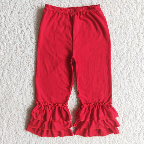 A14-23 RTS baby girl clothes girl winter pant ruffles long pant christmas valentines day bottom strawberry red pant