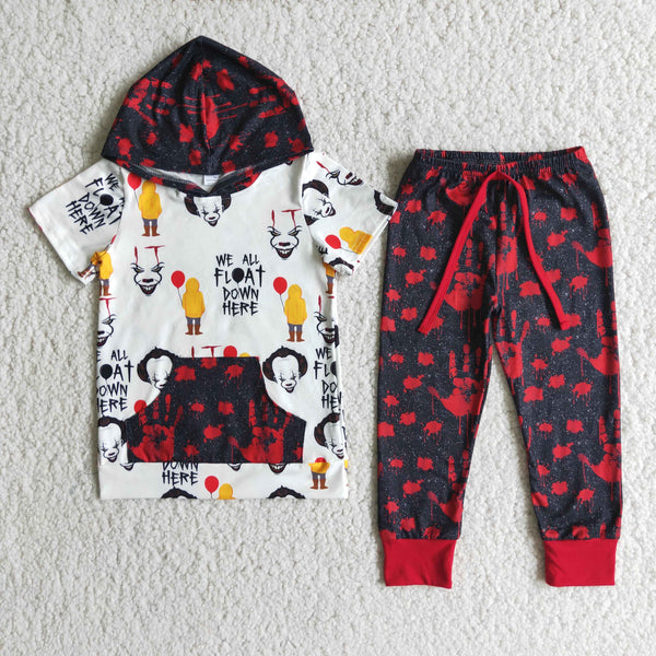 E2-18 clown hoodies toddler boy outfits halloween boutique kids clothing