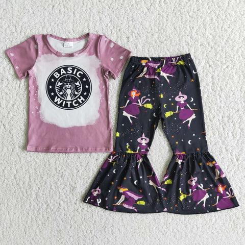 A1-2 girl clothes purple basic witch short sleeve set-promotion 2023.9.16