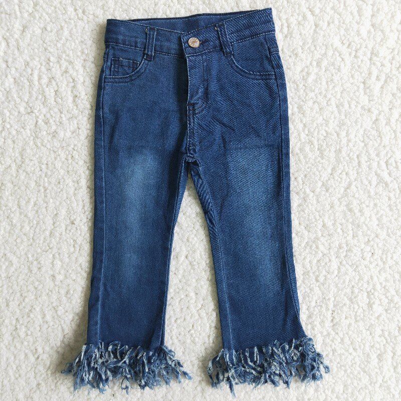B4-29 baby girl clothes toddler tassel jeans girl jeans kids winter pant