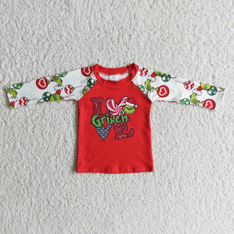 6 A9-12 Boy love christmas red long sleeve winter top tshirt-promotion 2023.10.28