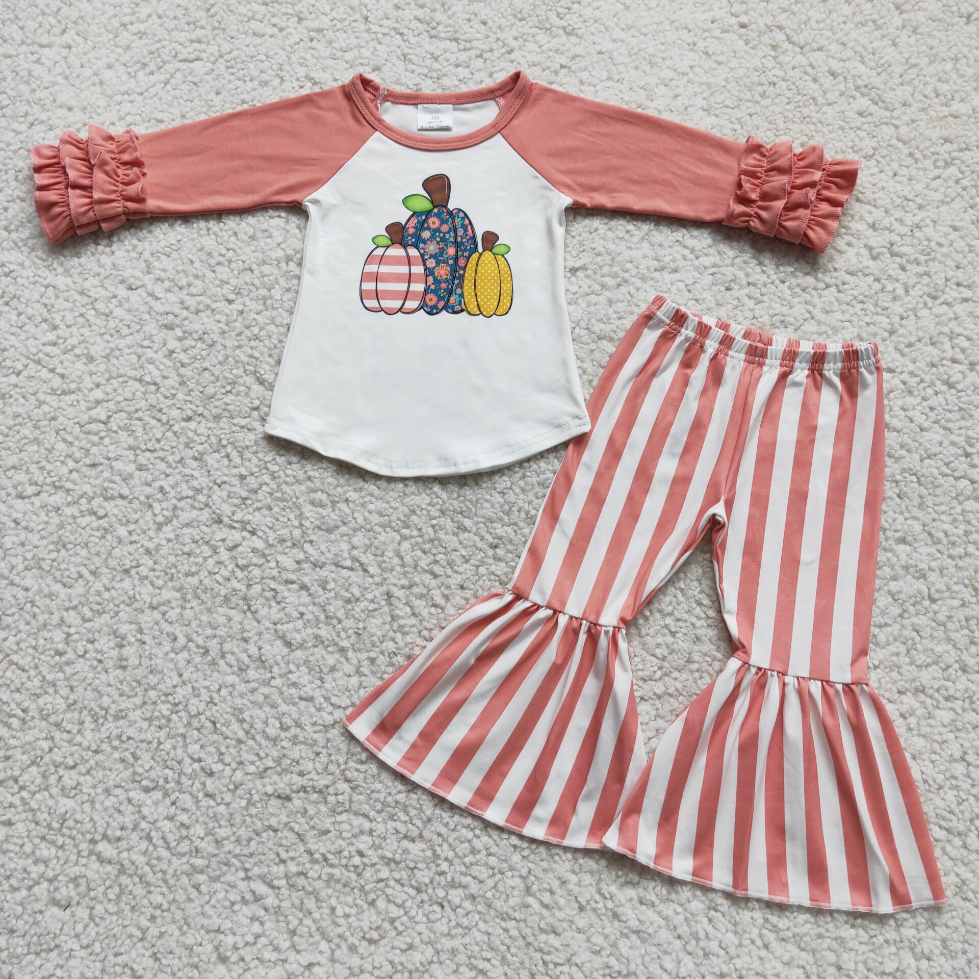 6 C6-21 toddler girl clothes pumpkin stripe halloween costume-promotion 2023.10.4