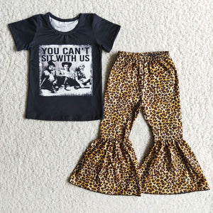 girl halloween leopard short sleeve set you can't sit with us