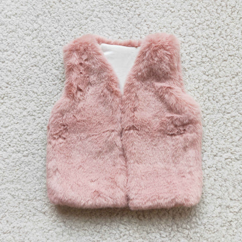 6 A21-14 girl pink fur vest winter cost