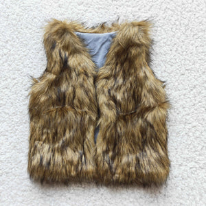 girl clothing brown fur vest winter cost