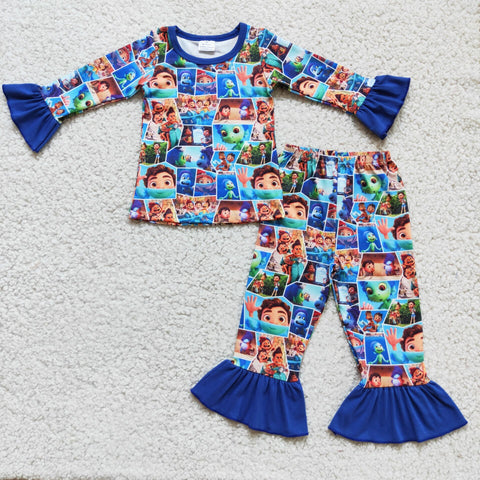 6 A17-19 girl blue cartoon winter long sleeve set pajamas-promotion 2023.9.4