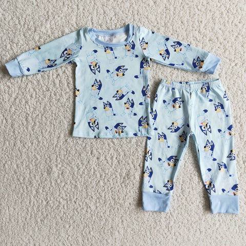 6 A3-20 baby boy clothes blue cartoon pajamas set