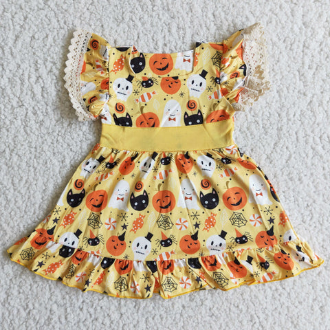 B10-9 orange pumpkin lace girls dresses toddler halloween costume-promotion 2023.9.11