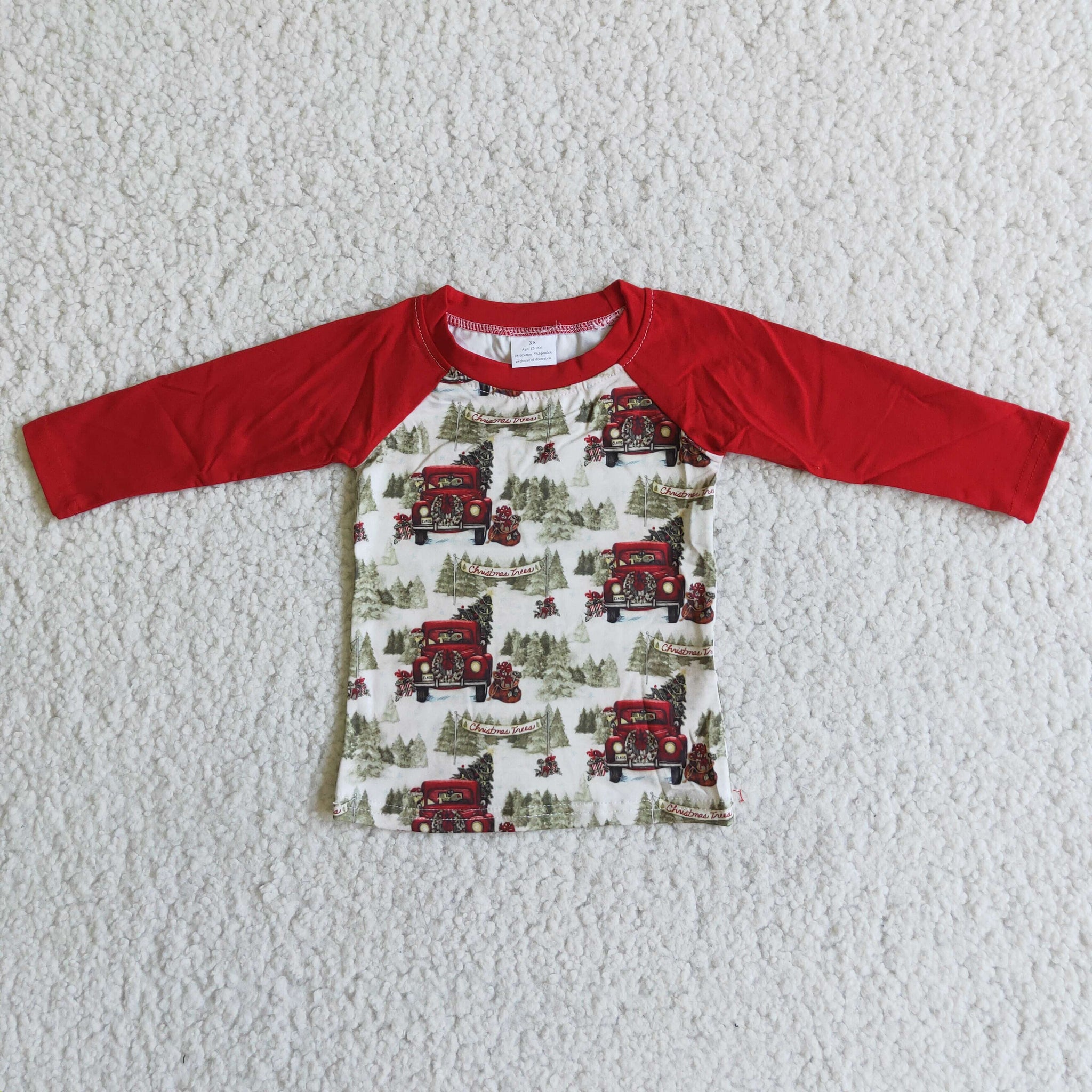 6 B2-11 boy christmas tree truck red long sleeve shirt-promotion 2023.9.11