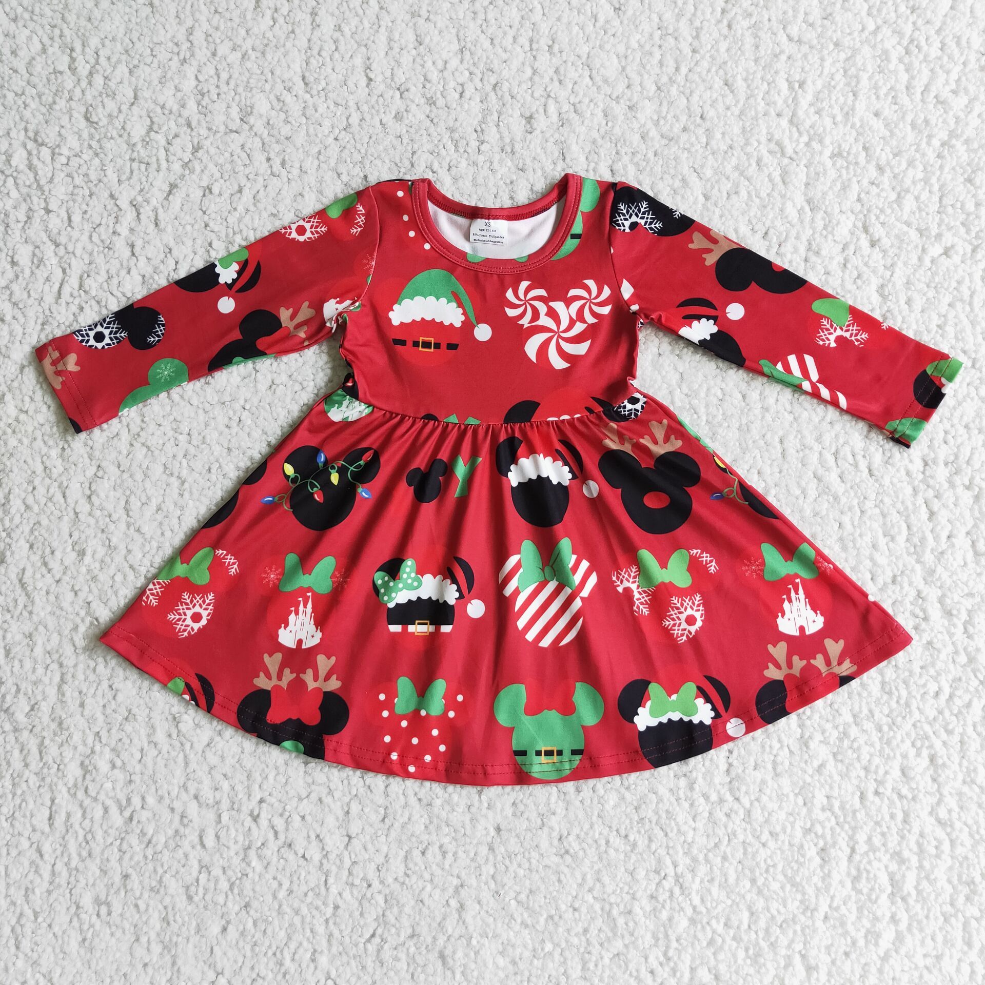 6 A11-4 baby girl clothes red cartoon christmas dress-promotion 2023.10.28