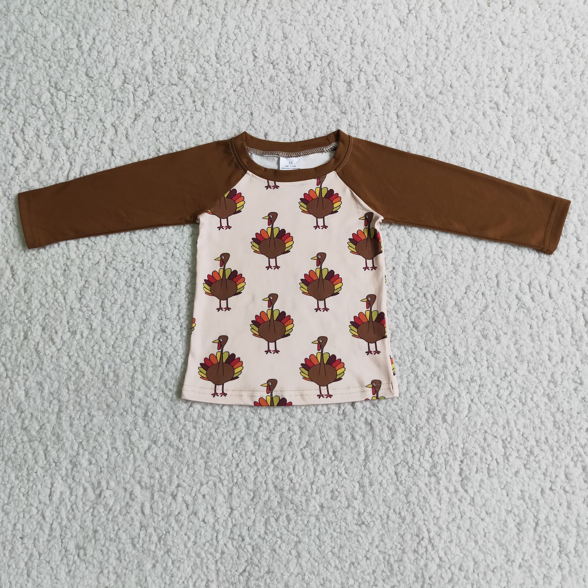 6 C6-34 boy thanksgiving clothes turkey brown shirt top - promotion 2023.10.14