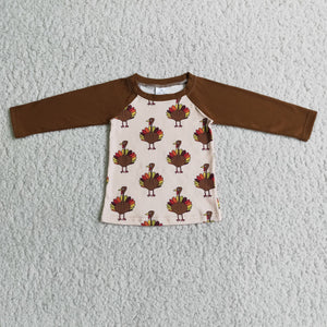 6 C6-34 boy thanksgiving clothes turkey brown shirt top - promotion 2023.10.14