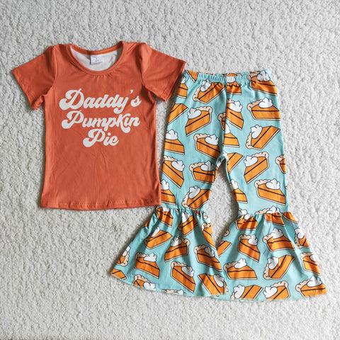 E4-28 baby girl clothes orange daddy's pumpkin pie halloween clothes