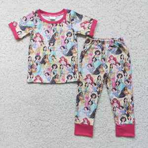D2-2 girl cartoon princess short sleeve fall spring pajamas set-promotion 2023.8.21