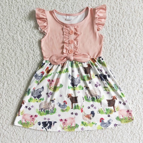 GSD0097 girl summer farm chicken dress