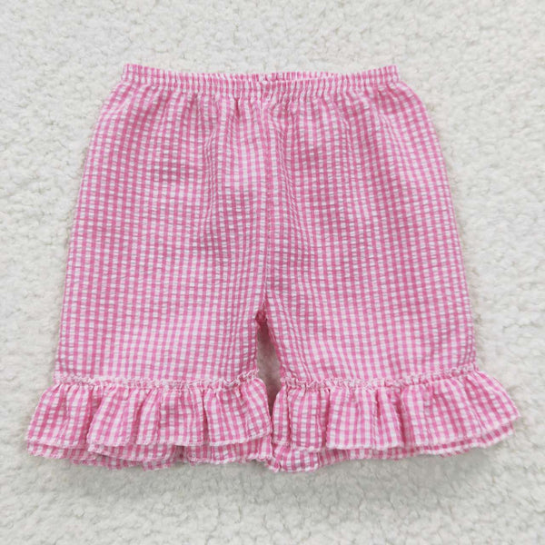 SS0063 toddler girl summer shorts pink girl seersucker bottom