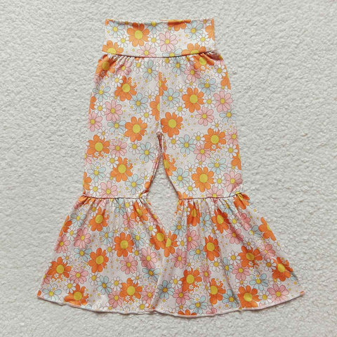 P0104 toddler girl clothes bell bottom floral girl flare pant