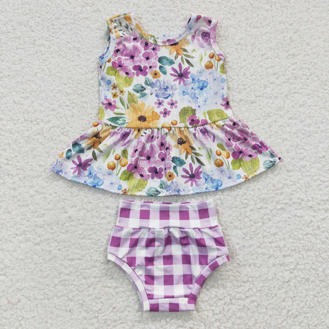 GBO0086 baby clothes summer bummies set ribbed romper