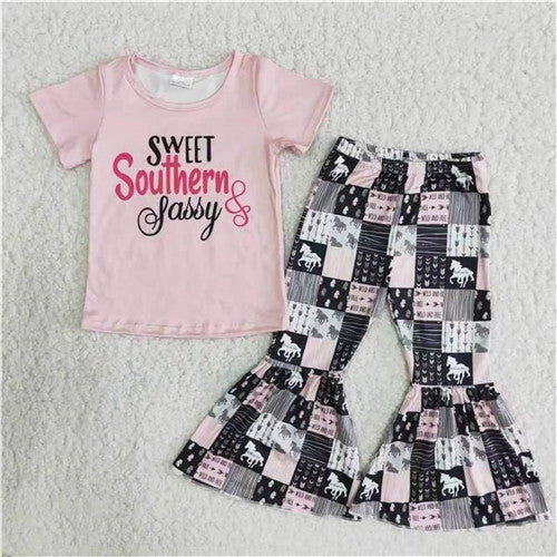 A0-16 girl fall outfits girl pink sweet thousand baby short sleeve fall spring set-promotion 2023.7.24