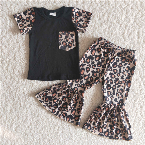 B15-14 leopard pocket short baby girl clothes fall baby clothes