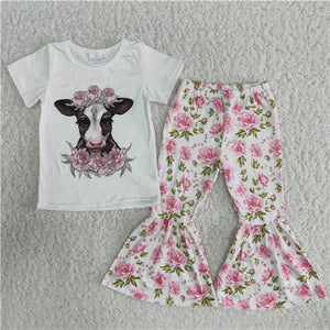 B7-11 girl clothing cow flower fall spring set-promotion 2023.12.30