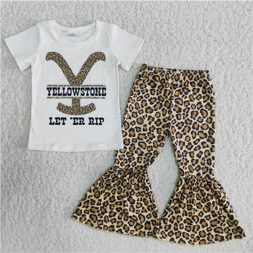 E7-26 baby girl clothes leopard fall spring set