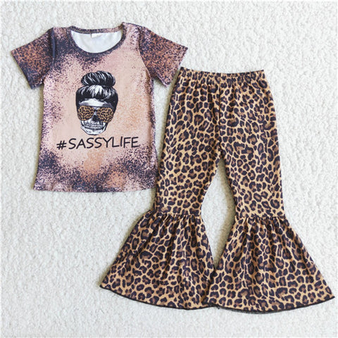 C3-22 girl leopard sassy life short sleeve set-promotion 2023.7.31