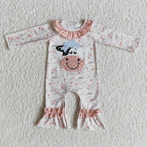 6 A23-5 baby girl clothes cow embroidery girl winter romper-promotion 2023.12.16