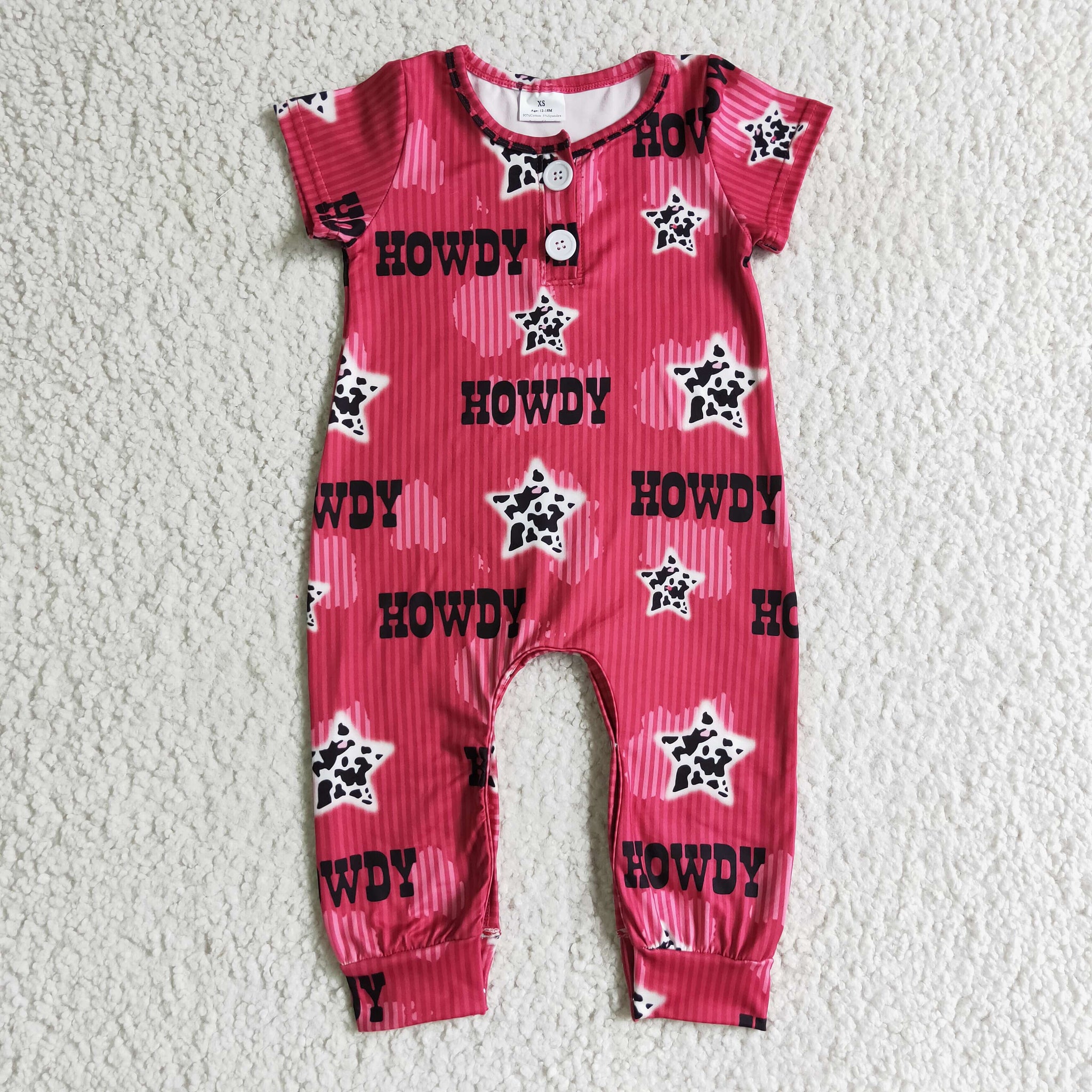 SR0073 howdy baby clothes short sleeve romper