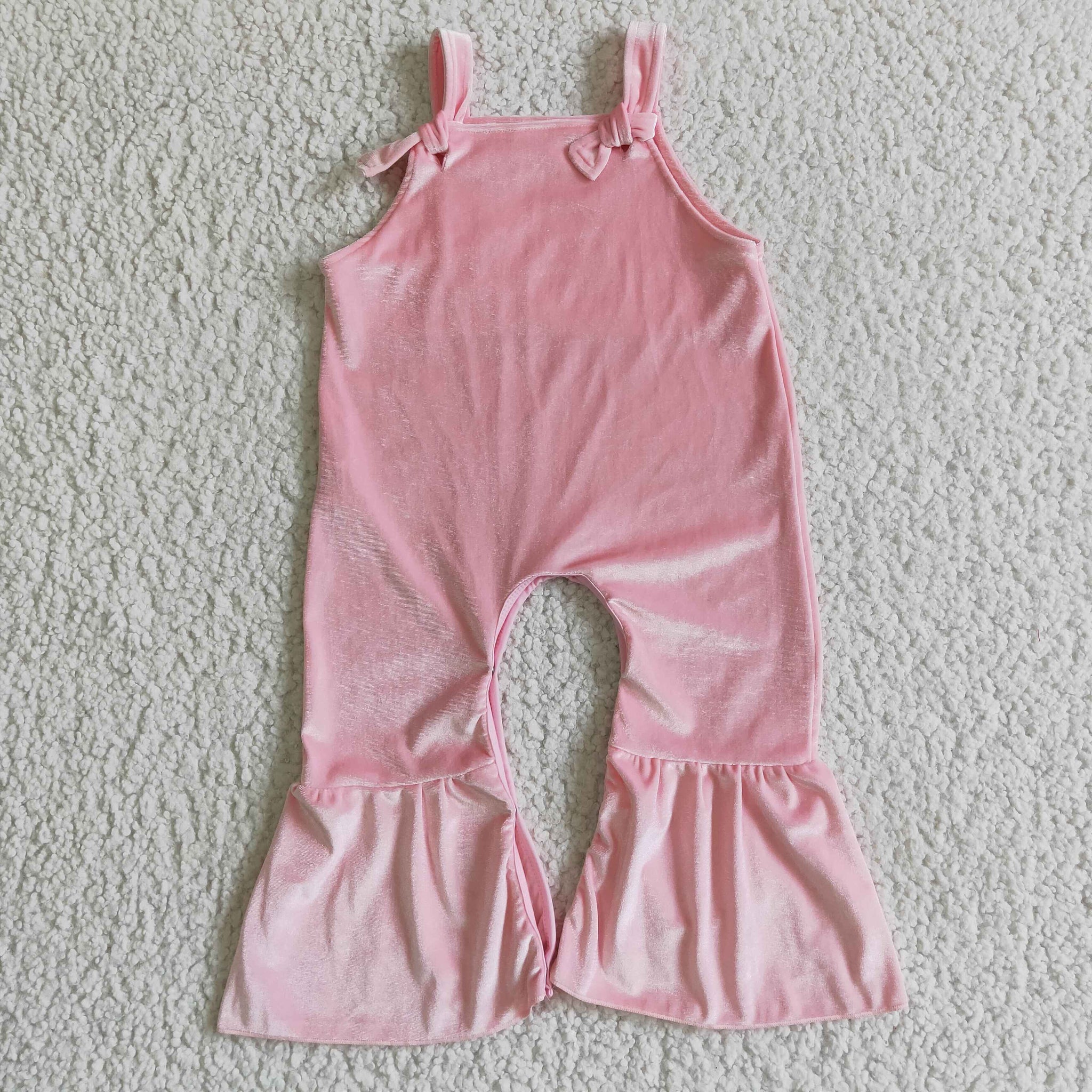 SR0088 toddler girl jumpsuit girl pink velvet jumpsuit romper