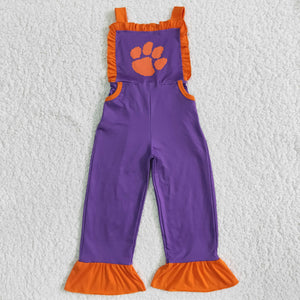 girl purple orange long pants overalls romper
