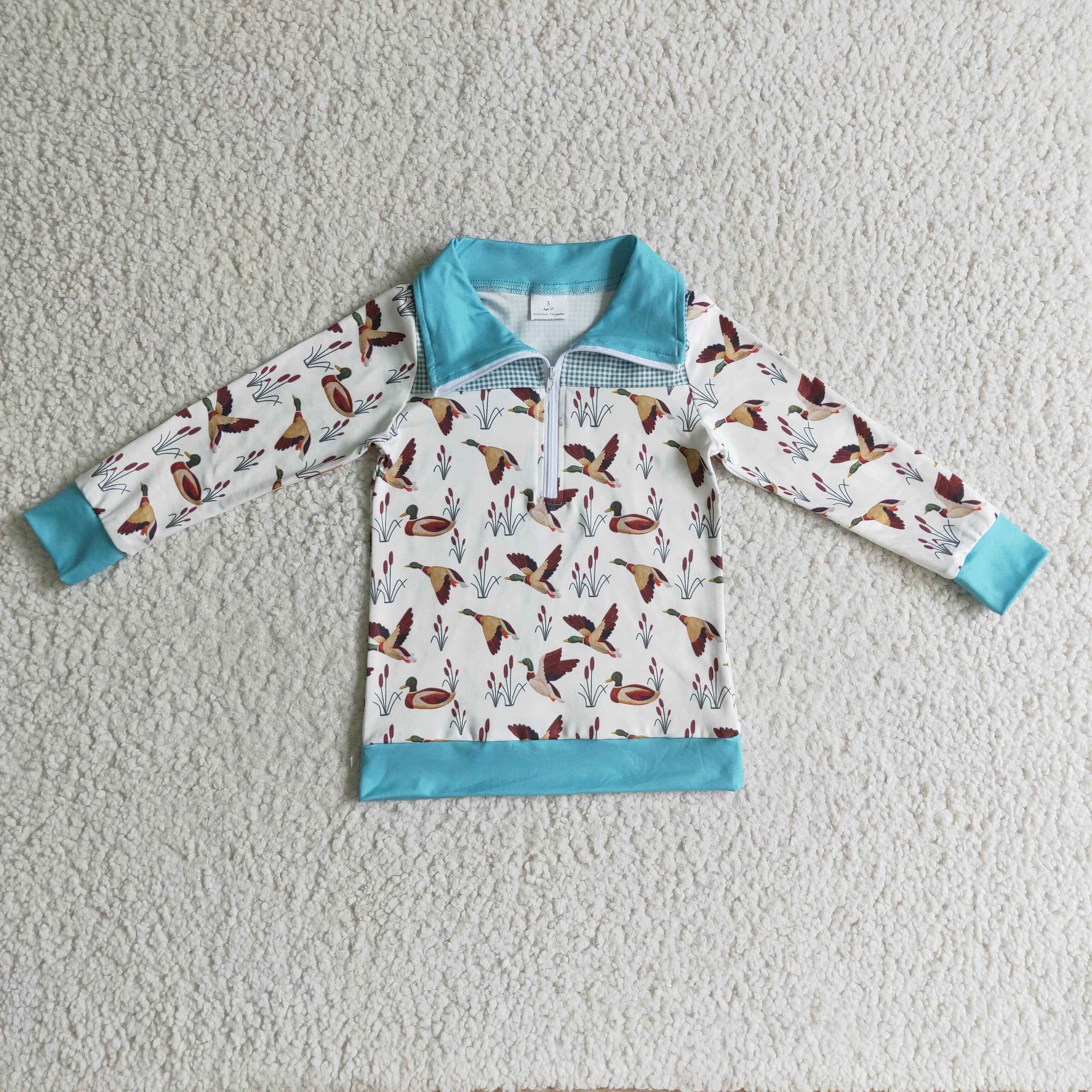 BT0095 baby boy clothes bird winter zipper top