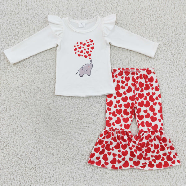 GLP0379 baby girl clothes elephant heart valentines day outfits
