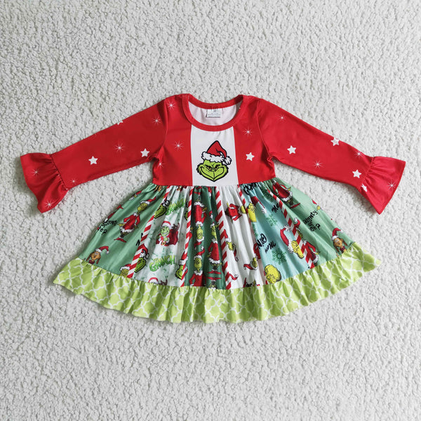 GLD0099 toddler girl clothes cartoon christmas dress