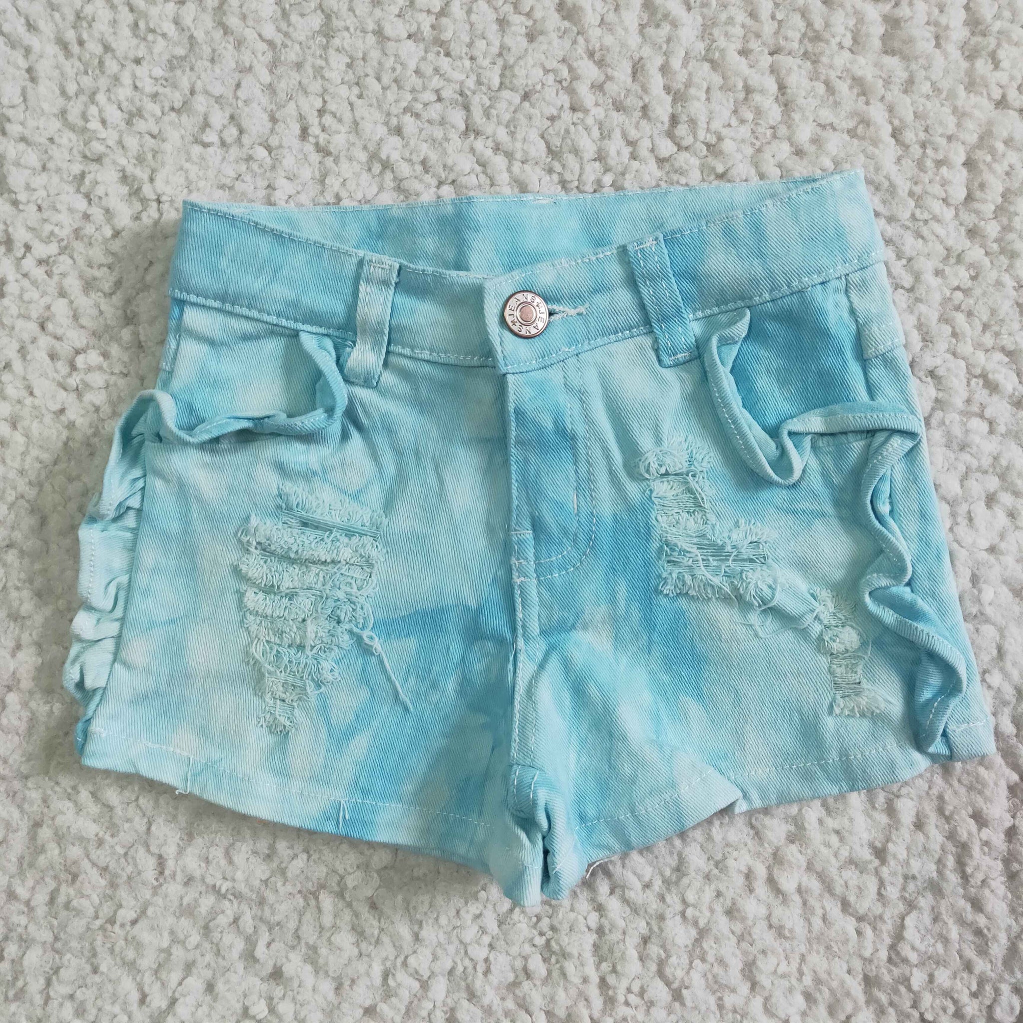 SS0008 girl summer blue denim shorts