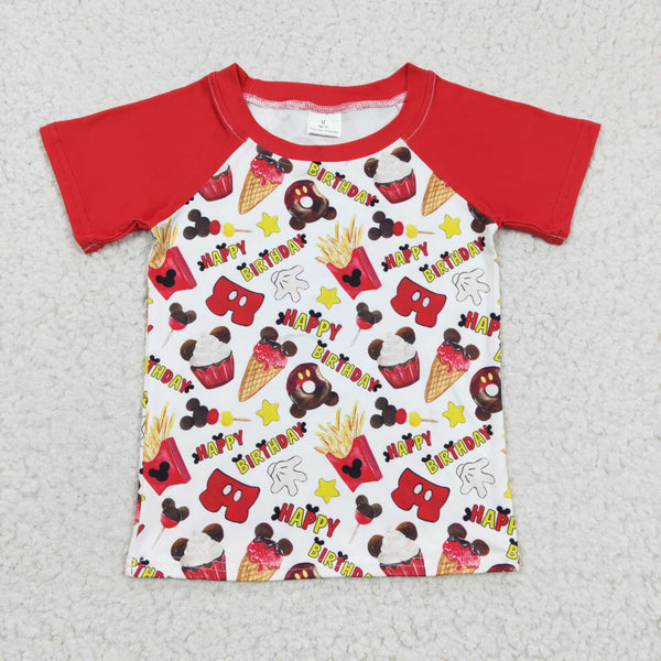 BT0138 kids clothes boys birthday red summer tshirt