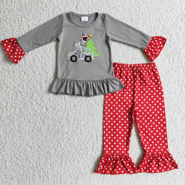 GLP0332 baby girl clothes tree embroidery christmas outfits