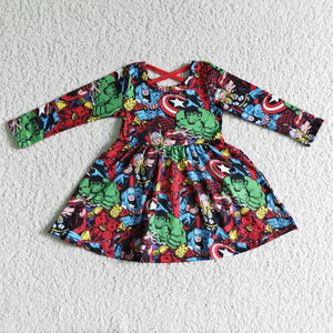 GLD0064 baby girl clothes cartoon long sleeve dress