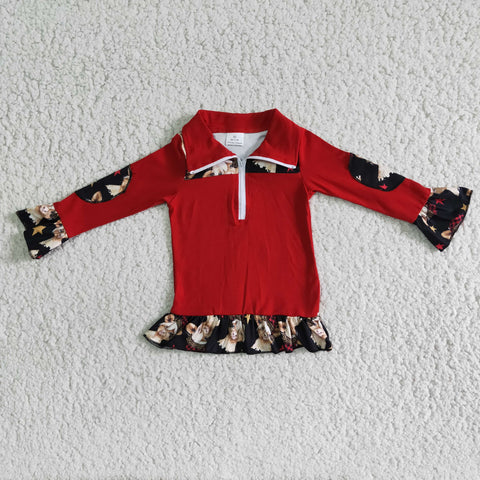 6 A8-3 baby girl clothes red winter zipper top-promotion 2023.10.9