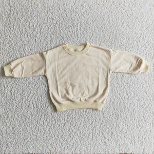 GT0050 Cream sweater material shirt oversize long sleeve top