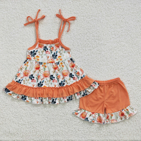 GSSO0194 baby girl clothes floral summer outfit