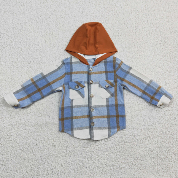 BT0208 toddler girl clothes blue paid hoodies shirt coat